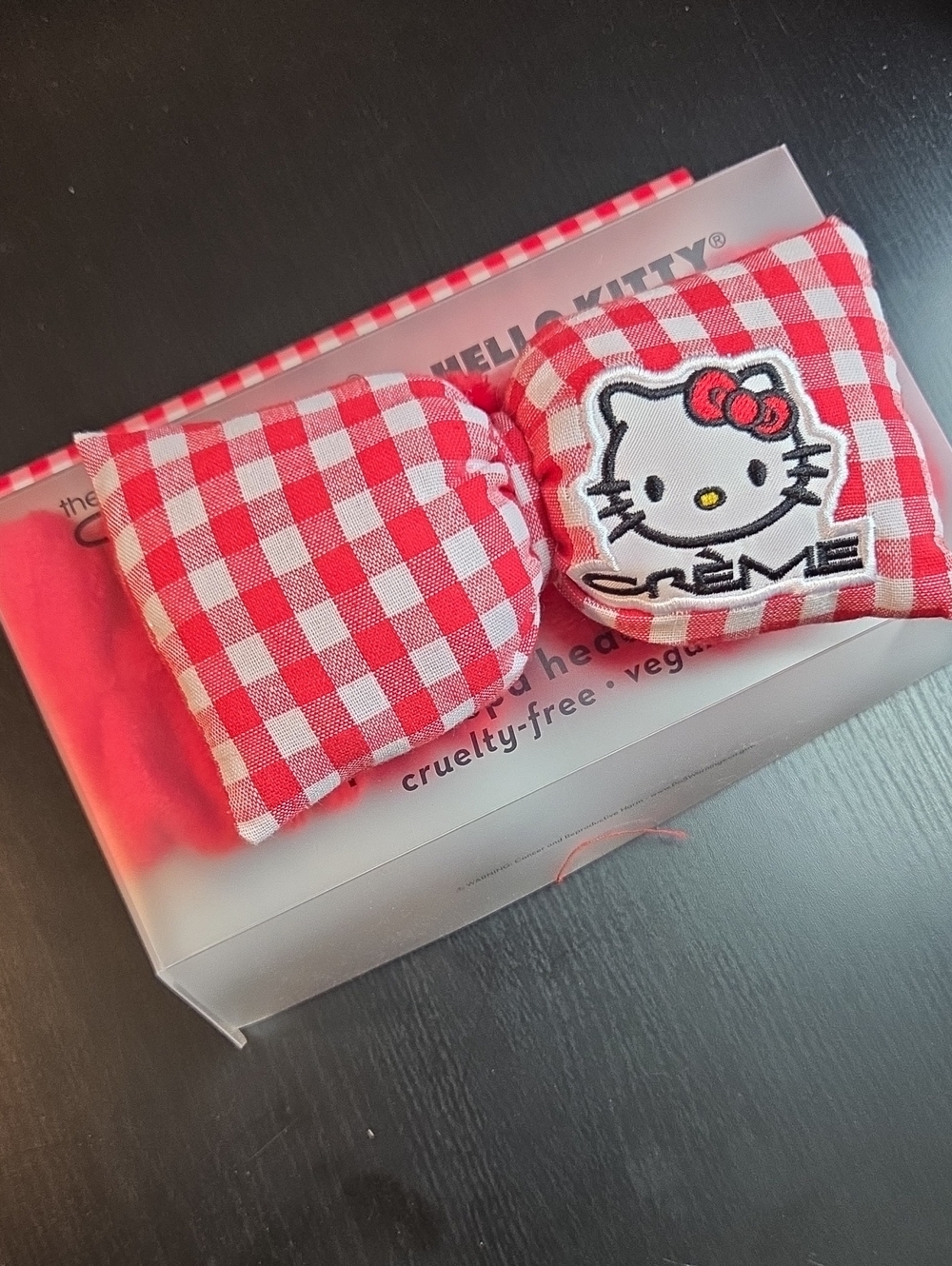 Hello Kitty Pink and White Gingham Bow Headband,